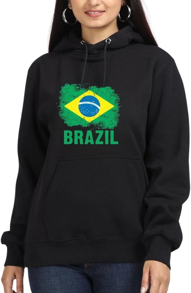 Brazil Women’s Hoodie – 100% Cotton Fabric | Casual Wear for Travel, Sports, & Daily Outfits | Long Sleeve Pullover | Brazil printed Hoodies