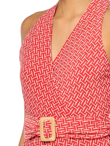 H HALSTON Women's Sleeveless V-Neck Belted Mini Dress3