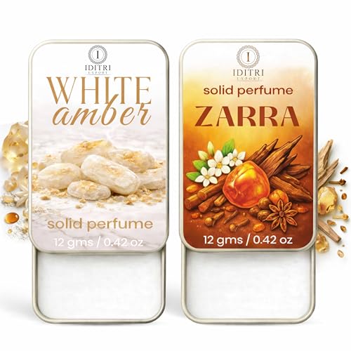 Image of Solid Perfume |zarra&White amber Alcohol Free Wax Perfume Balm, Long Lasting | Pocket Tin 12g, Pack Of 2| Non Greasy Smooth Glide, Travel Friendly Men And Women