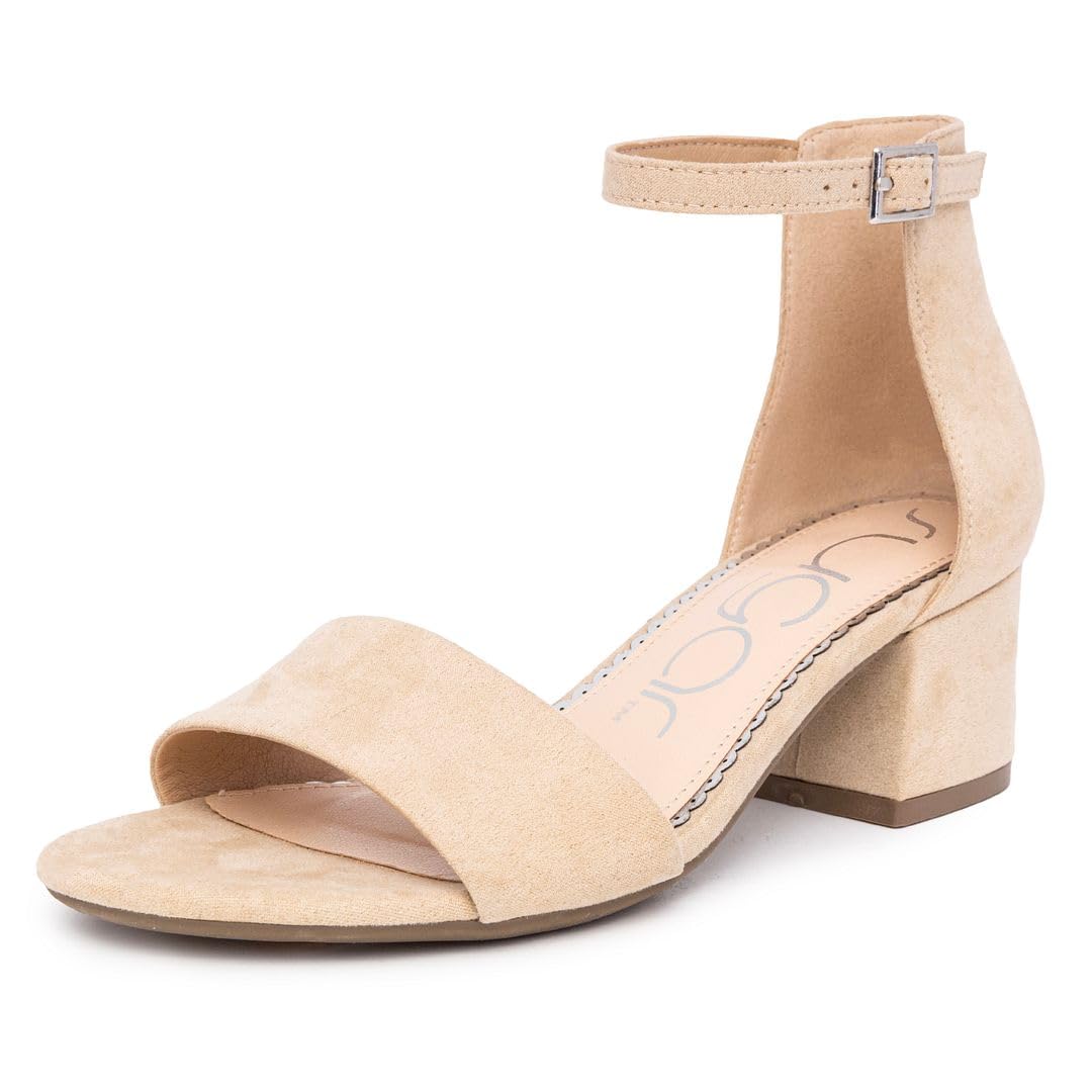 Sugar Women's Block Heel Sandals – Open Toe, Ankle Strap, Comfortable Dress Shoes for Weddings & Casual Wear