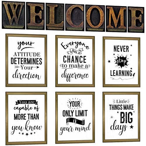 Klassenzimmer-Dekorationen, 13 Stück, industrielle schicke, laminiertes inspirierendes Zitat, positives Affirmationsposter mit Willkommensschild für Schullehrer