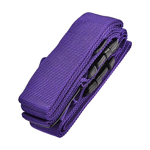 Image of uxcell Luggage Strap Suitcase Belt with 2 Buckles, 2Mx5cm Cross Adjustable PP Travel Packing Accessory, Purple