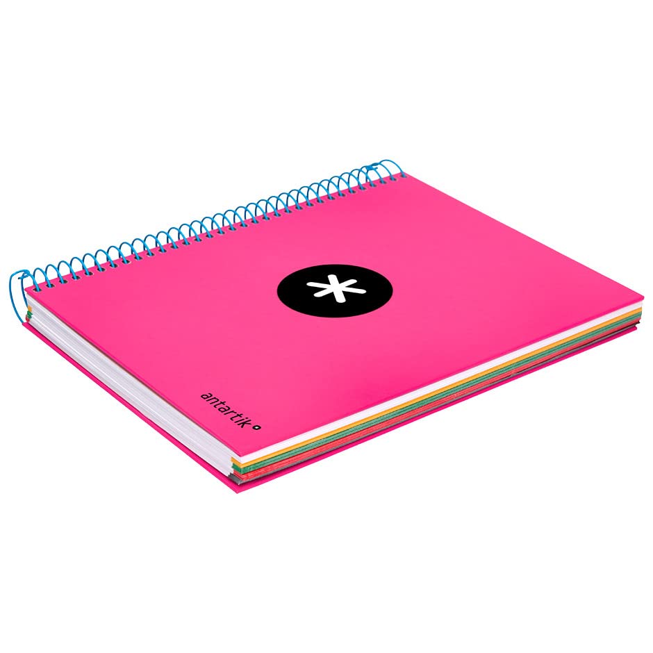 Cuaderno espiral liderpapel a5 micro antartik tapa forrada 120h 100 gr horizontal 5 bandas 6 taladros color rosa