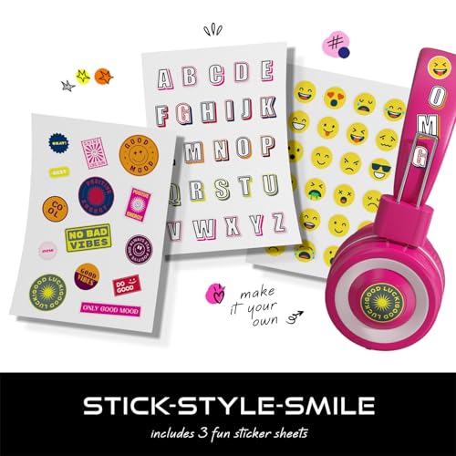 Casque enfant pliable rose avec micro MYZI volume sécurisé 85 dB pour iPad