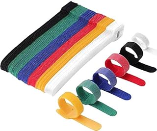 60pieces Reusable Cable Ties, Adjustable Straps Hook and Loop Fastening Wire Wrap Management Cable Tidy for PC Computer Desk, Length1.2 x 15cm,6 Colours