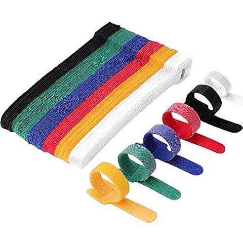 60pieces Reusable Cable Ties, Adjustable Straps Hook and Loop Fastening Wire Wrap Management Cable Tidy for PC Computer Desk, Length1.2 x 15cm,6 Colours Cover