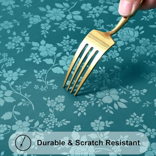 Image of Smiry Rectangle Table Cloth, Waterproof Heavy Duty Vinyl Tablecloths, Wipeable Washable Table Cover for Kitchen and Dining Room (Emerald Green, 70 inch X 90 inch)