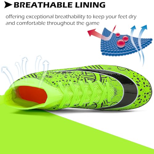 Men's Soccer Shoes Astro Turf Trainers High-Top Football Boots Outdoor Breathable Sneakers Athletic Professional Futsal Shoes Youth Boys Indoor Football Shoes Unisex, 37 EU