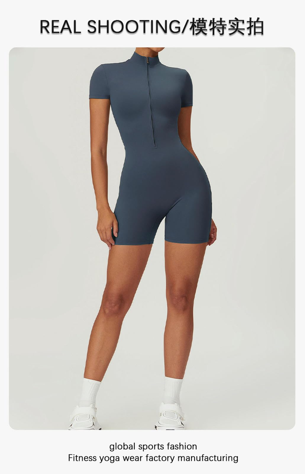 Ropa de Yoga para Mujer Traje Manga Corta Pantalones Cortos Medias Abdominales Entrenamiento Deportivo Fitness-Azul-m