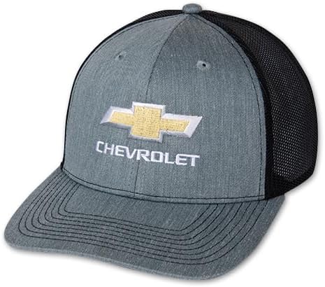 Chevrolet Bowtie Modern Trucker Hat - Officially Licensed Chevy Snapback Cap Heather Grey