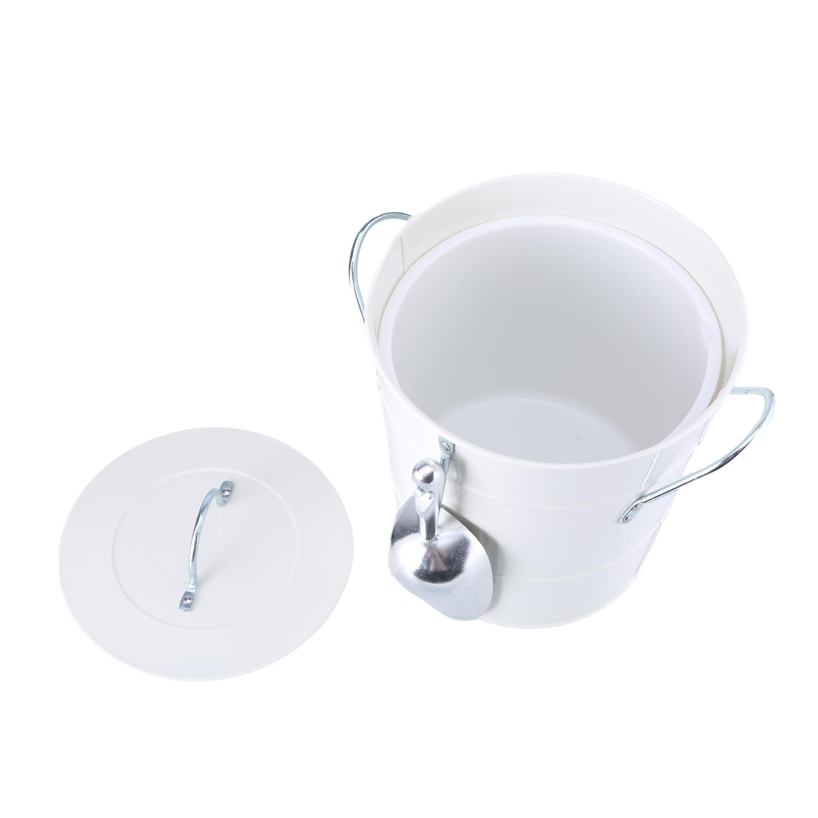 Cubeta redonda para bebidas con pala y tapa, cubo de hielo de doble asa, enfriador de bebidas de metal, cubo de champán, fácil de transportar
