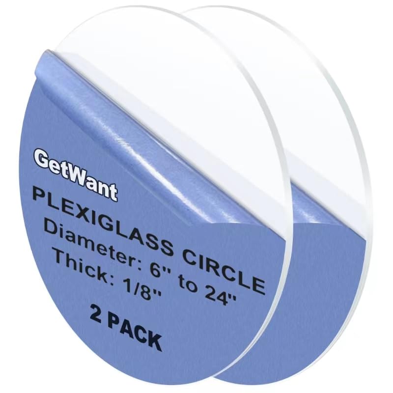 1/8" Thick Clear Round Plexiglass Circle 20 inch - Round Acrylic Board for Signs, Table Tops, Windows Glass Alternative, Backdrops, Side Table, Crafts, Painting - Round Plexiglass Sheet