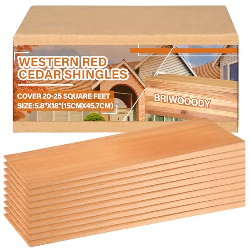 Briwooody 64 Pcs Western Red Cedar Shingles Chips, Cedar Siding Roof Shingles, Wooden Roof Tiles