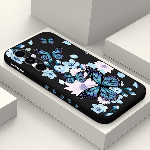 Coque Samsung S23 silicone mince protection motif papillon noir