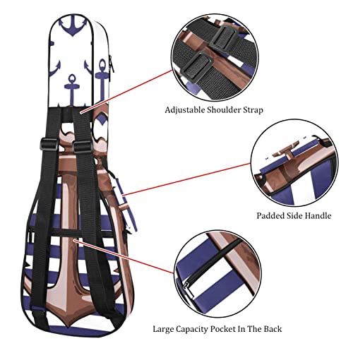 Sac de rangement pour ukulélé soprano au motif ancre marine