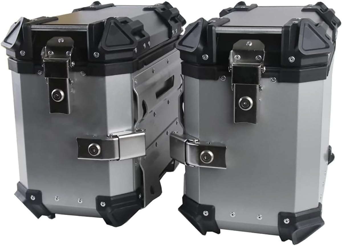 38L valises latérales rigides pour Moto sacoches de Selle de Coffre/sacoches de Moto sacoches latérales/boîtier latéral de Moto en Aluminium,Silver