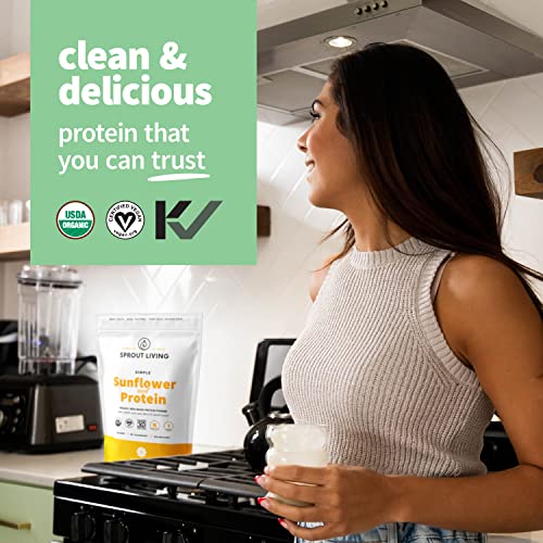 Image of Sprout Living Simple Sunflower Seed Protein Powder, 15 Grams Organic Plant Based Protein Powder Without Artificial Sweeteners, Non Dairy, Non-GMO, Vegan, Gluten Free, Keto Drink Mix (1 Pound)