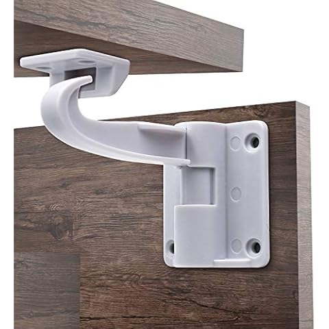 Child Safety Locks, No Drilling Needed, Jmbabe Baby Cupboard Locks for Drawers and Kitchen Cabinets, Strong Adhesive Easy Install Children Safety Cabinet Locks (10Pack) Cover