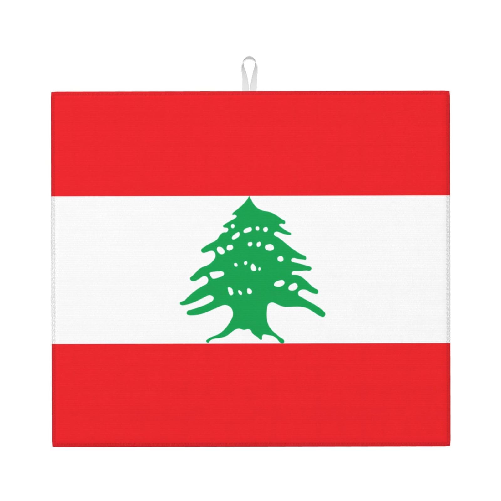 HJFCZH Flag of Lebanon Prints Kitchen Drying Mat – Absorbent Dish Throw for Countertops, Quick-Dry Non-Slip Layer with Colorful Designs, for New Kitchens