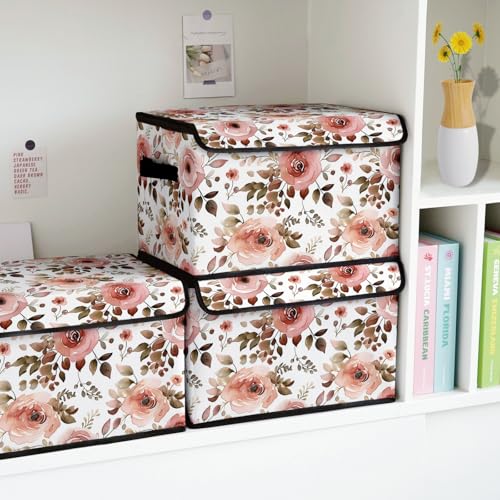 Image of Stackable Storage Bins with Lids,Closet Organizers Fabric Box for Home and Office,Blanket Clothes Organizers,Under Bed Storage Containers 3 Pack