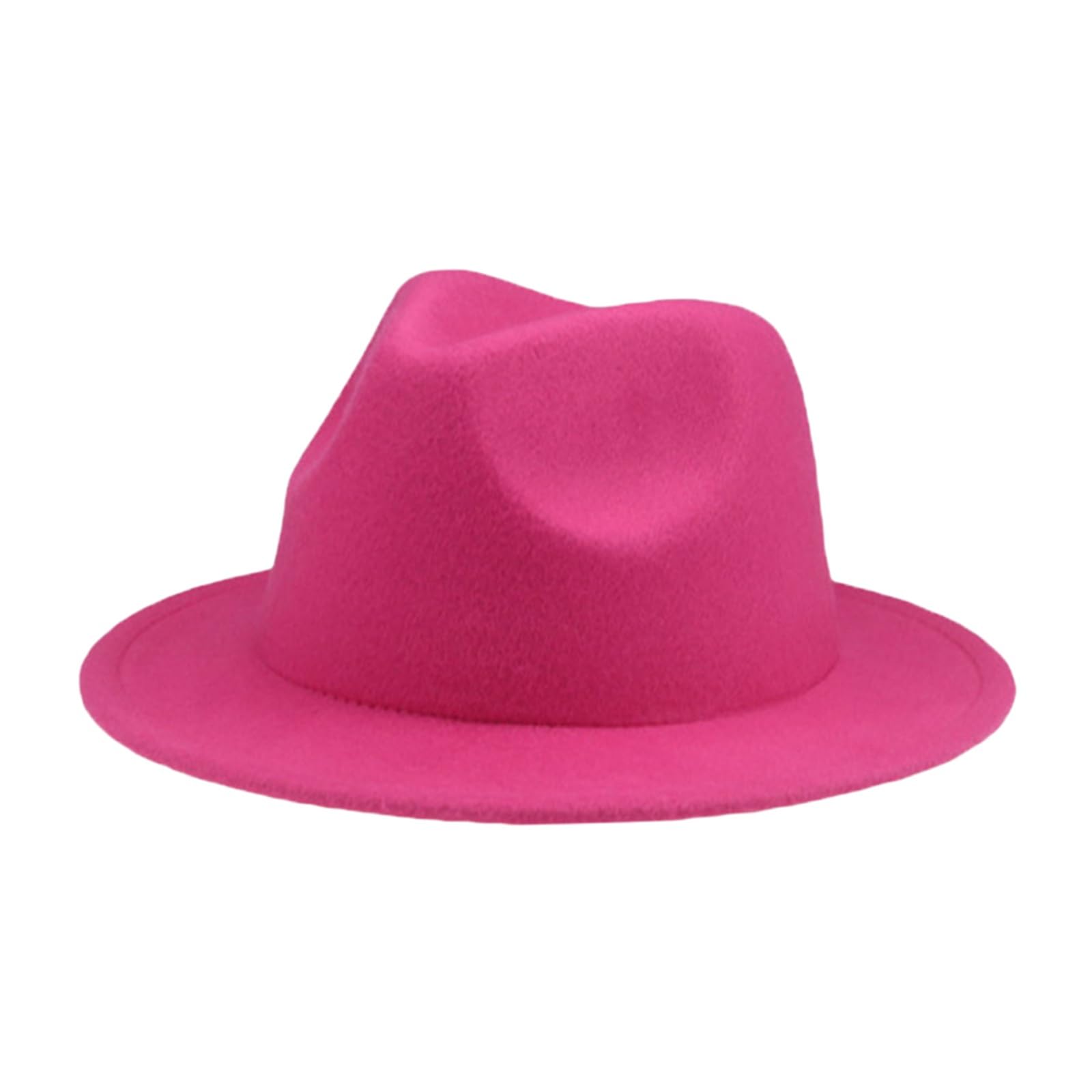Feclmiyt Unisex Kids Fedora Hat Children Jazz Hats Classic Wide Brim Panama Dress Hat for Boys Girls Clothes Accessories 4-10T 54CM (Rose Red, ONE Size)