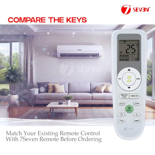 Image of 7SEVEN Compatible Air Conditioner remotes for Original Voltas AC Remote Control Suitable for 1 1.5 2 ton Split or Window ac - Match Exactly with Old Model 181 Remote for Better Performance