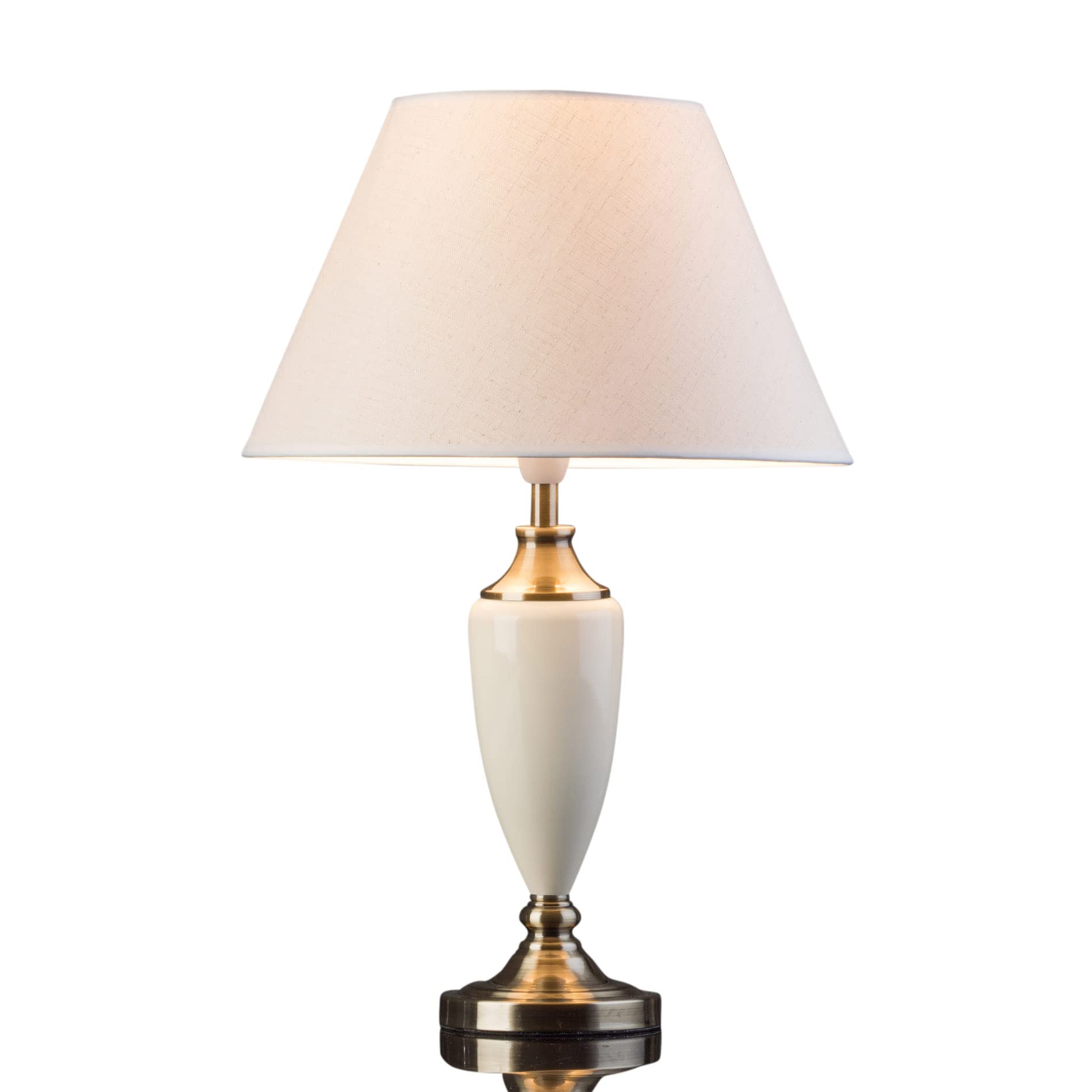 Lighting Supermarket Malham Large Classic Ceramic Table Lamp with Matching Shade (Cream & Antque Brass - Cream Empire Shade)