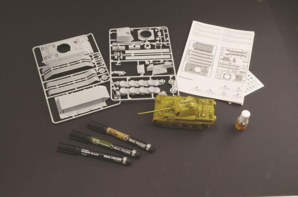 Italeri 75003 Linea Starter Set - Easy Paint: Panther Sd.Kfz.171 Ausf.A, scala 1:56, Plastic Model Kit/Modello in plastica da montare, comprende colla e 3 pennarelli acrilici per la pittura