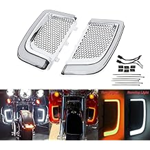 Engine Guard Lowers Grills Leg Fairing LED Turn Signal Light Running Light Compatible with Harley Touring Street Glide Road Glide Electra Glide FLHTK FLTRU 2014-2023 Chrome
