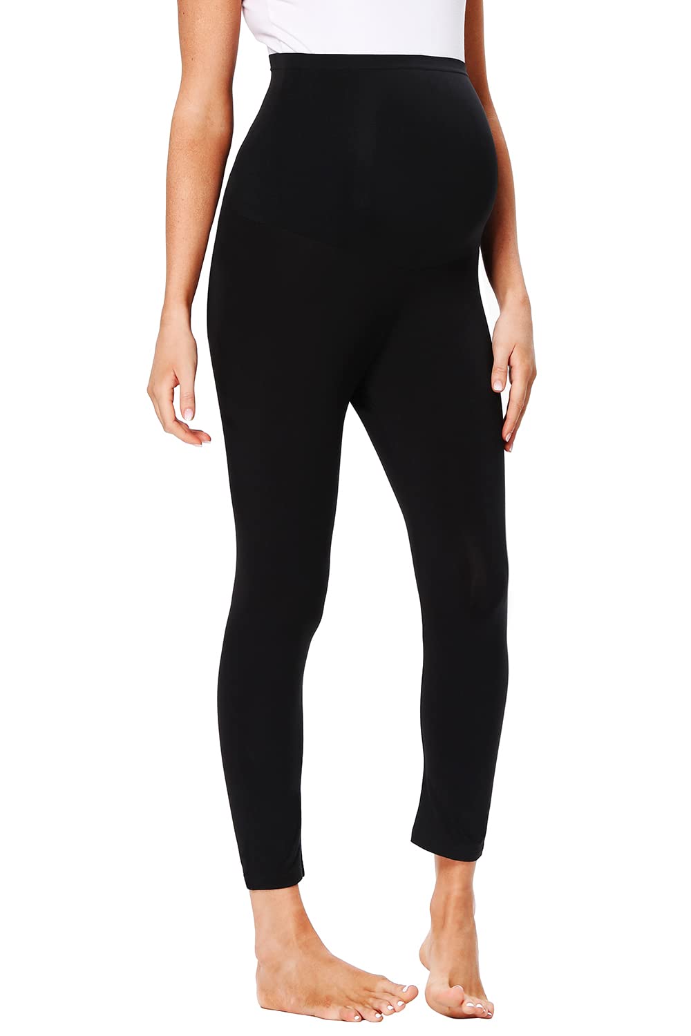 Hocaies Leggins Premamá Leggings Premamá Algodón Leggins Embarazada Mujer Deporte Embarazo Pantalones Cintura Alta Pantalones Elásticos y Cómodos 7/8 de Longitud