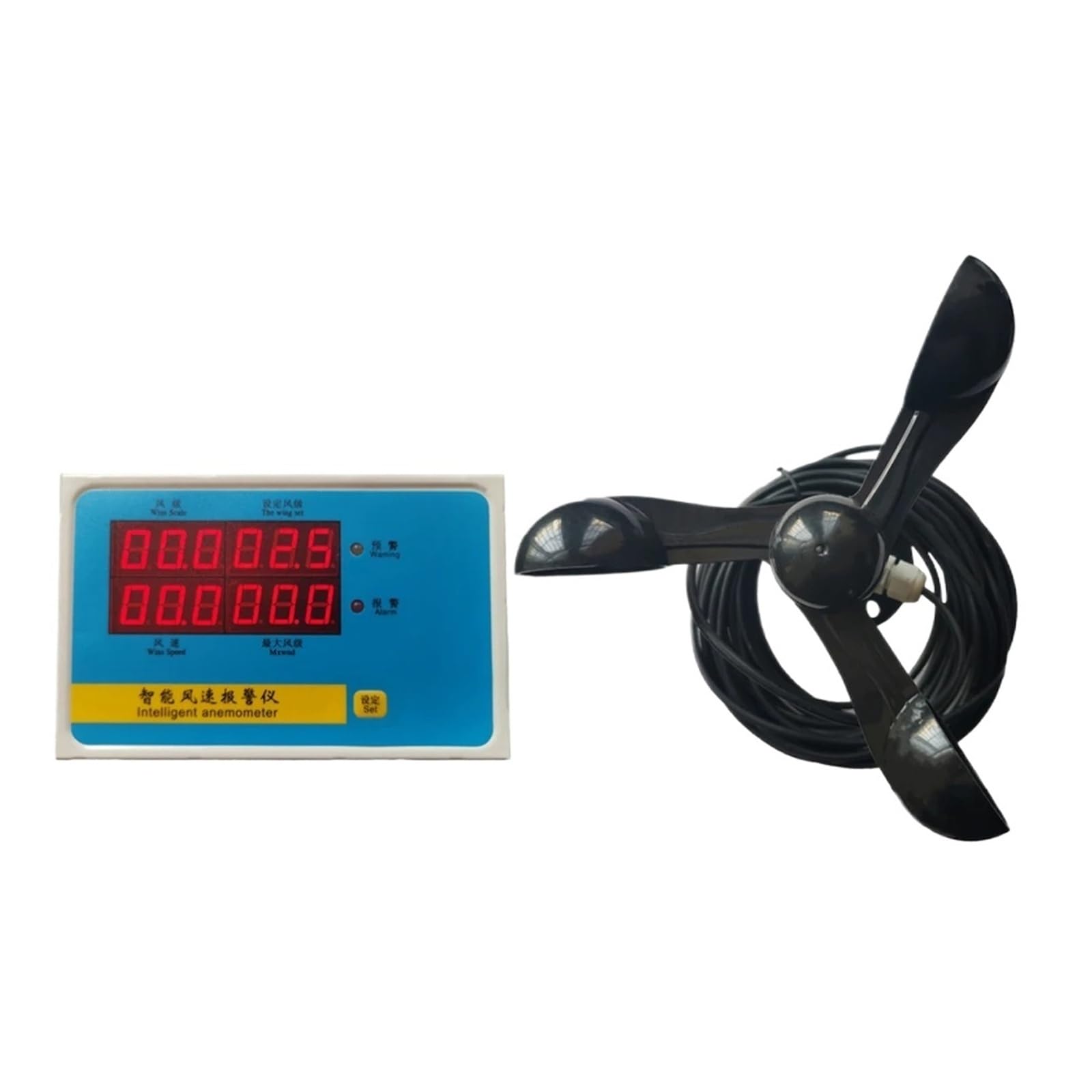 0-40m/s Wind Speed Sensor, Wind Speed Gauge, Aluminum Alloy Wind Blade, Intelligent Wind Power Wind Level Transmitter, Weather Alarm(Style C)