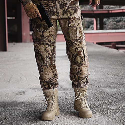 Hiking Boots Mens Walking Shoes Trekking Climbing Shoes Outdoor Lightweight High Top Anti-Slip Backpacking Camping Boots-Sand||EU43/US94