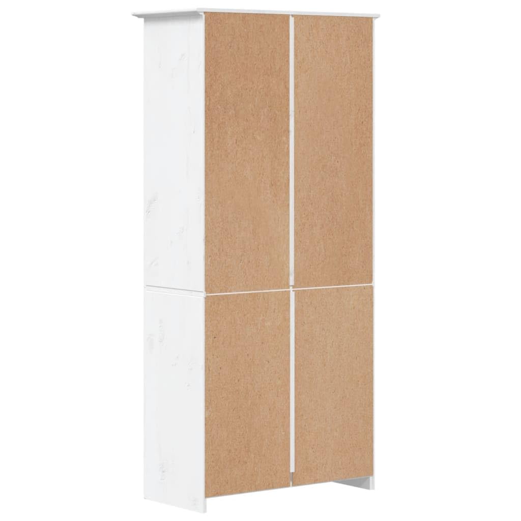 Générique Biblioteka drewna z litego drewna sosna 5 poziomów 82x40x173 cm biała | Francuska konstrukcja, kompaktowa półka, przechowywanie książek i czasopism, uchwyt ścienny w zestawie