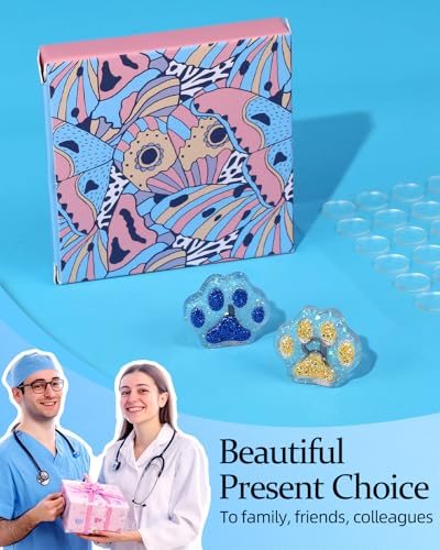 Image of Plifal Xray Markers with Lead Initials Paw - X-ray Markers Glitter Blue & Yellow Resin Radiology with Letter Include Reusable Adhesive Tape to Nurse Radiologist Badge Reel Buddy, Easy to Identify