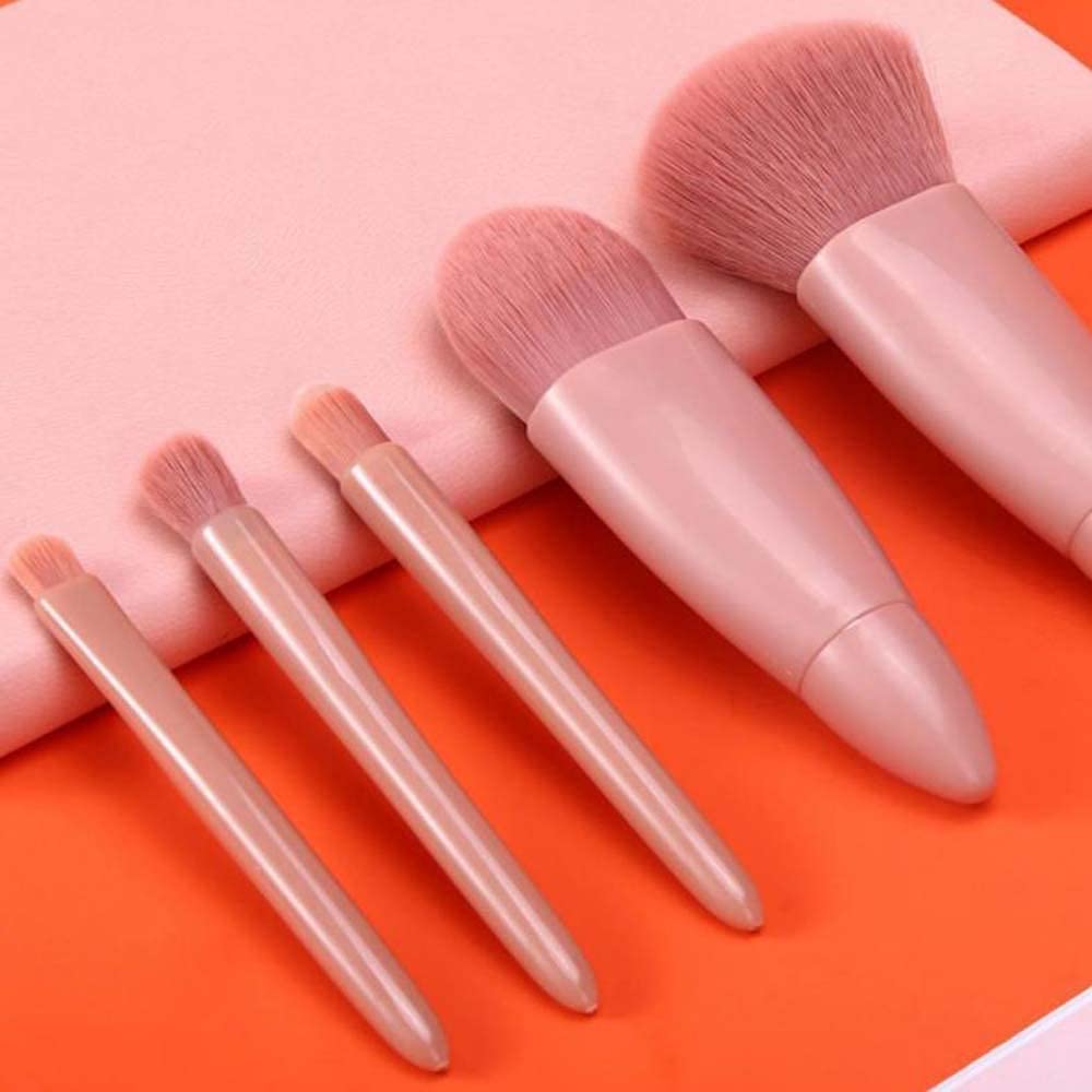Orbica Travel-Friendly Makeup Brush Set of 5 with Compact Mirror, Portable Cosmetic Brushes Kit for Eyes, Face, Lips, Blending β Ideal for Travel and Daily Use 4