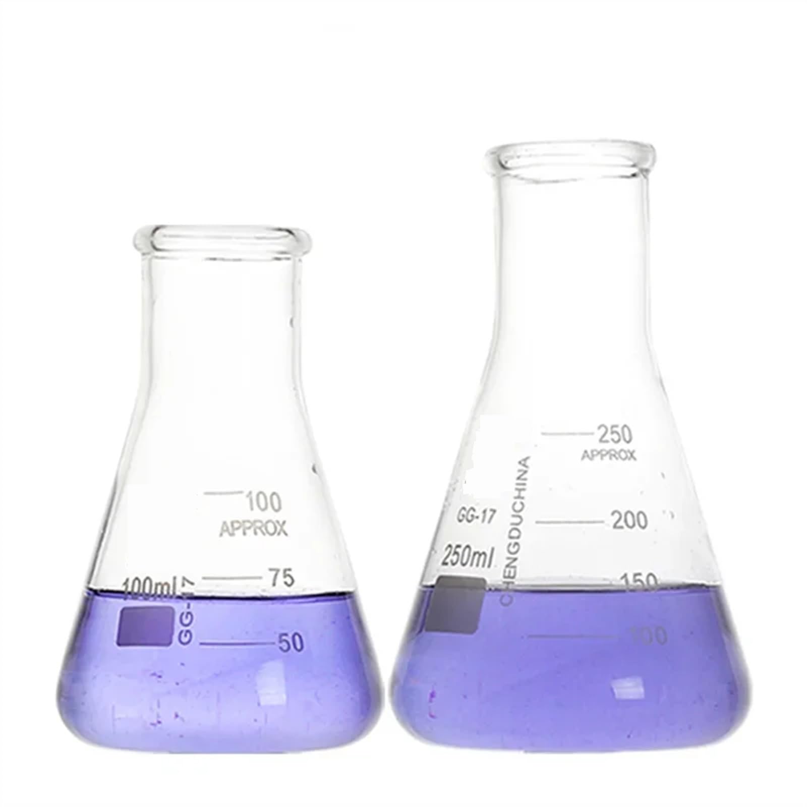 Frasco Triangular cónico de cuello ancho recto de vidrio de borosilicato de 50ml a 1000ml for equipos químicos de laboratorio(Size:500ml)