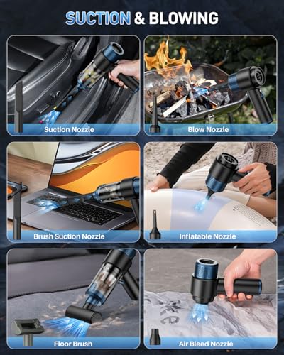 Image of EYYA Handheld Car Vacuum Cleaner Cordless, 15000PA High Power Vacuum & Air Duster, 4-in-1 Portable Mini Vacuum with LED Light, Hand Held Vacuum Cleaner for Car Home Office