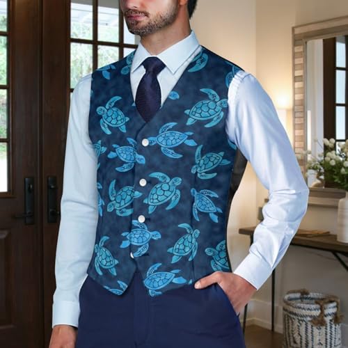 Mens Suit Vests V Neck Formal Dress Waistcoat Casual Button Jacket Slim Fit Tuxedo Vest with Adjustable Back-Belt3