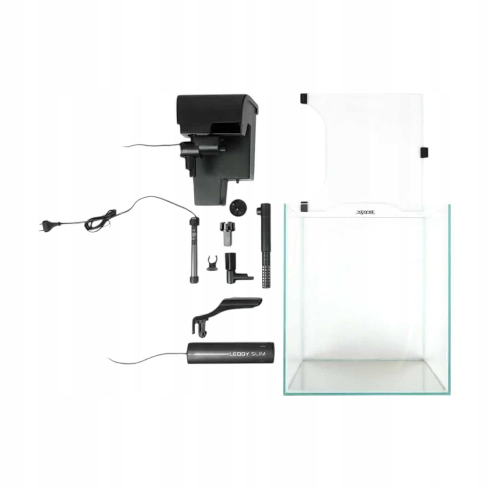 Aquael Fish & Shrimp Set Duo 35 2.0 Akwarium 49L Czarne – LED Plant & Night, Filtr Kaskadowy, Grzałka 50W, 35x35x40cm