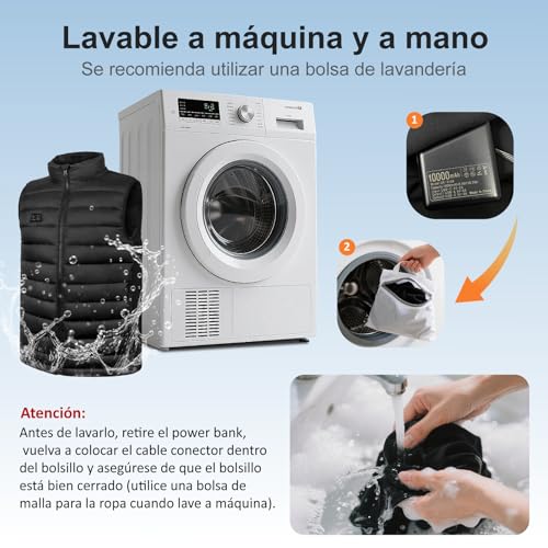 Chaleco calefactable mujer de 4 zonas térmicas y batería de larga duración 7
