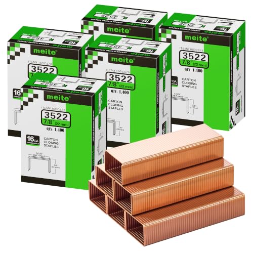 meite Carton Closing Staples 1-3/8" Wide Crown 7/8" Leg 1,400PCS x 5 Boxes
