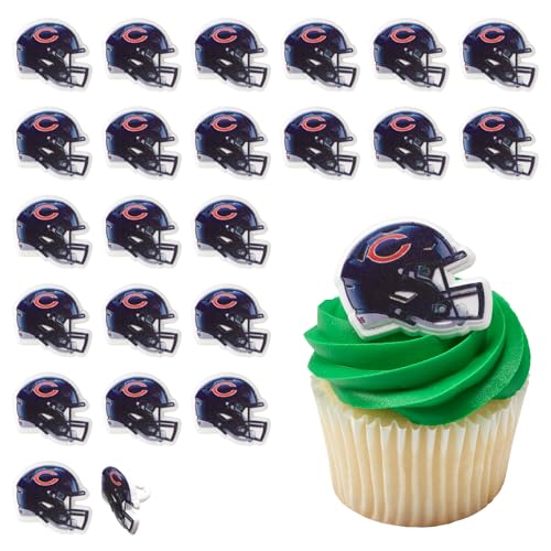 DecoPac NFL Chicago Bears Helmet Rings 24 Football Cupcake Decorations Officially Licensed Football Rings Food Safe Cake Toppers 24 Pack