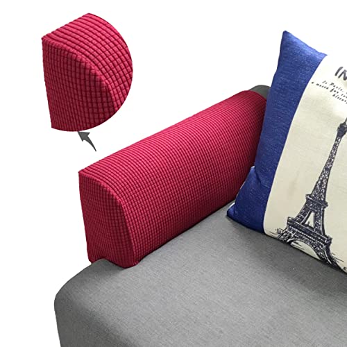 Sxspace Sofa Armrest Protectors for Armchairs, Sofas, Non-Slip Armchair, 2PCS/Set Fleece Premium Armrest Covers Stretchy Chair Sofa Couch Arm Protector Stretch Fit (Wine Red)