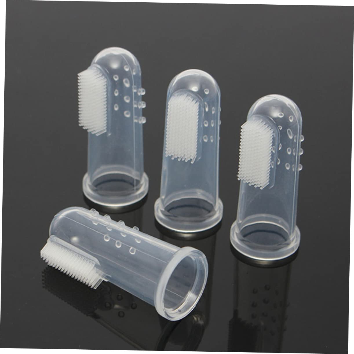 BESPORTBLE Pet Toothbrush Set 4pcs Dog Cat Finger Brush Gentle Soft Non-Slip Design for Pet Gums