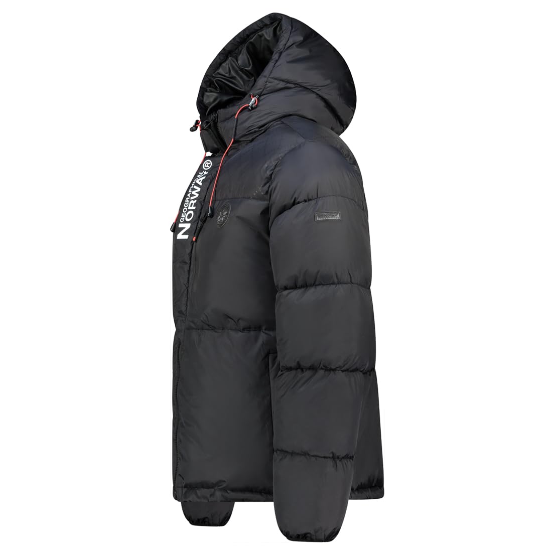 Geographical Norway Betincelle Uomo Piumino Pesante Parka Trapuntato Cappuccio Collo Alto Poliammide Tasche Con Zip Badge PVC Outdoor Inverno