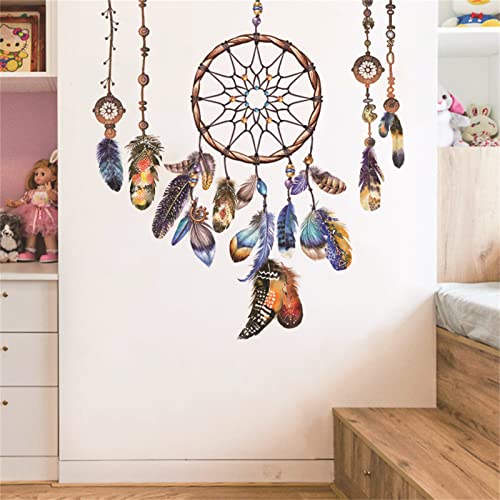 TROYSINC Sticker mural attrape-rêves - Plume - Décoration murale pour chambre d'enfant - Style C