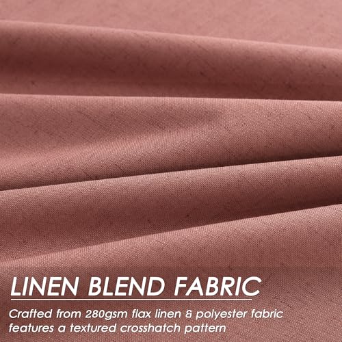 Image of Canyon Rose 100% Blackout Linen Curtains 108 Inches Long for Bedroom Back Tab Thermal Insulated Modern Boho Decor Black Out Girl Curtain for Living Room Floor to Ceiling High Window 52x108, 2 Panels