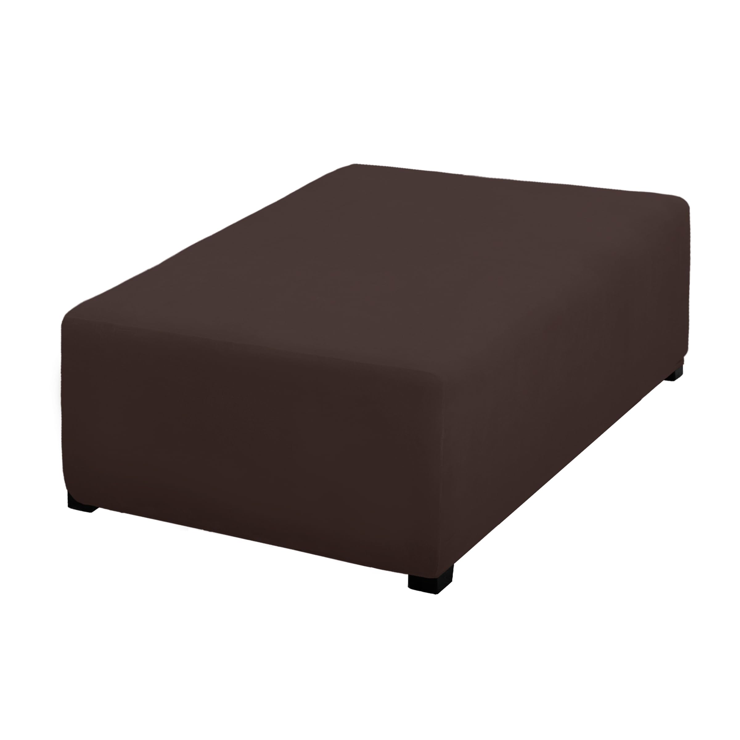 PureFit Super Stretch Form Fit Ottoman Cover Rectangle - Ottoman Slipcovers for Foot Stool Cover &amp; Folding Storage Slipcover for Living Room with Nonslip Elastic Bottom (Medium-L, Chocolate)