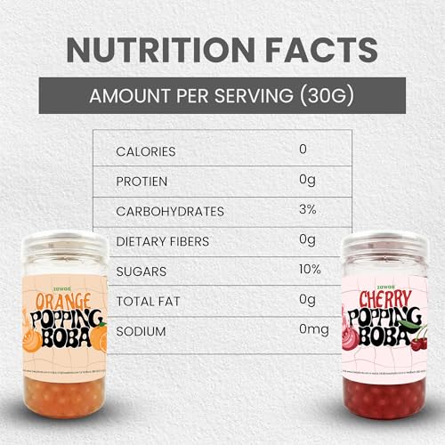 Image of Zawaa Boba Tea Assorted Popping Boba Pearls - Orange & Cherry | 300g Each (Pack of 2) | Bursting Bubble Tea Pearls