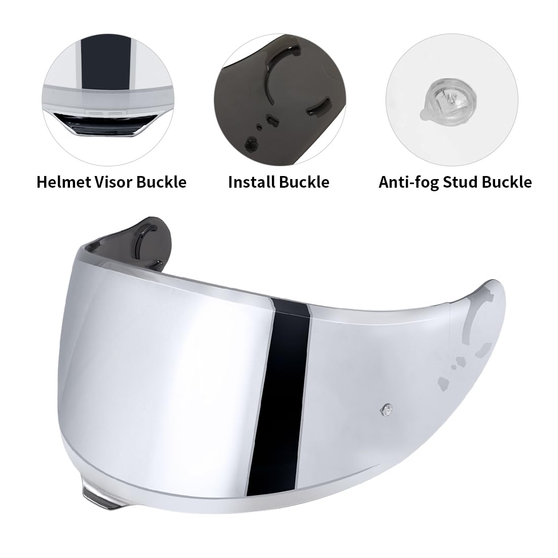 Motorradhelm Visier für GT Air 3 CNS-1C,Helmvisier Motorrad Windschutz Helm Objektiv Visier Vollgesichts,Helmvisiere Zubehör Ersatz (Silber)